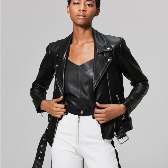 VEDA JAYNE BLACK AND SNAKE LEATHER JACKET